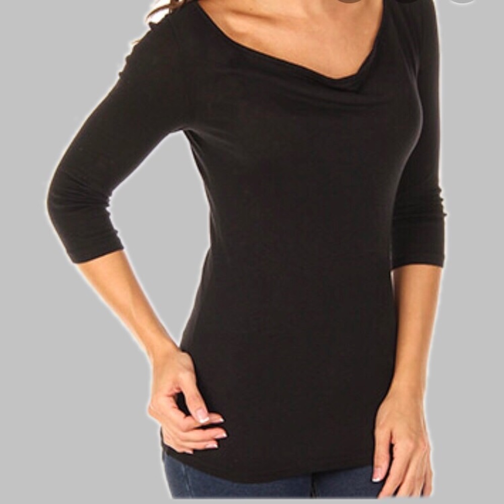 Michael Stars Black Drape Neck Top NWT